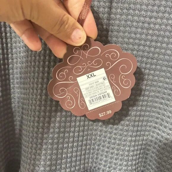 NWT Knox Rose‎ Top Long Sleeve Women's Waffle Knit Peplum  Gray Size XLarge - Picture 6 of 8